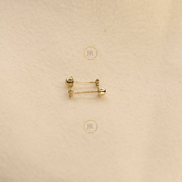 14K Solid Gold Clover Stud Earrings · Screw Back · Lucky Symbol Jewelry. - Picture 5 of 8